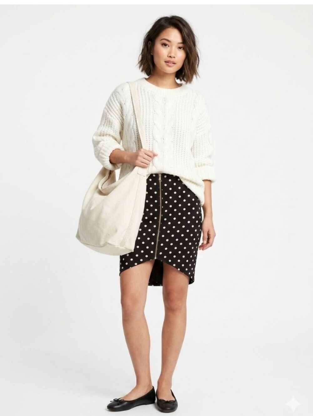Papaya- USA Polka Dot Mini Skirt Navy & Cream Zipper